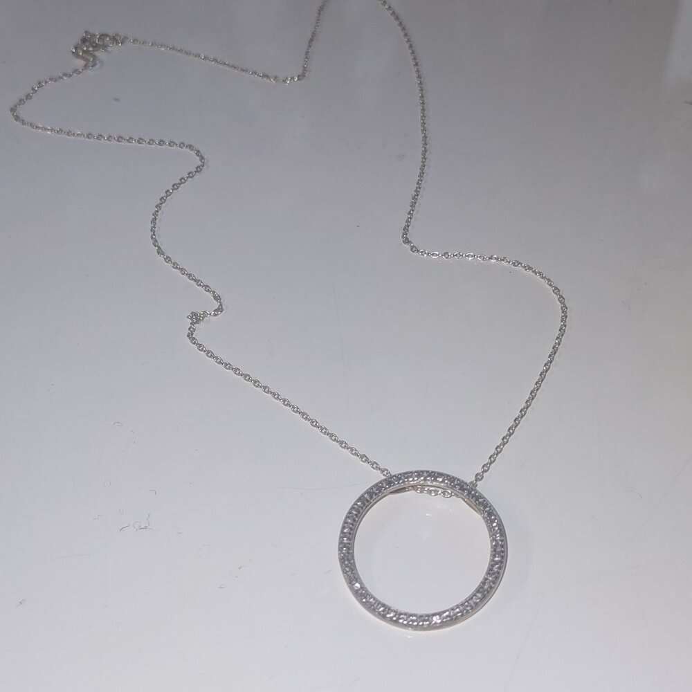 Vintage .925 Sterling Silver Circle Ring Necklace - 3.29 grams